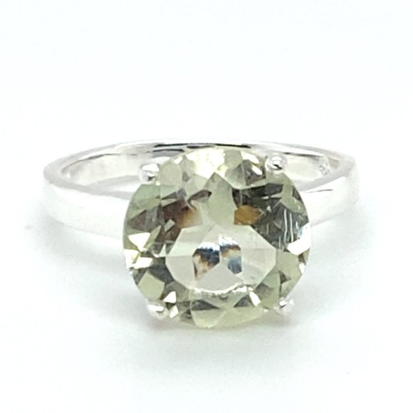 Prasiolite 3.95ct Platinum Finish Solid 925 Sterling Silver Ring - Picture 3 of 6